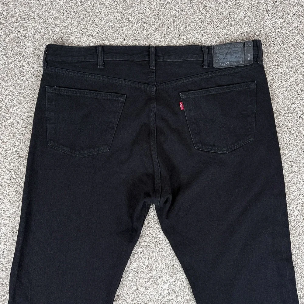 Levis Jeans Mens 42x32 Black 501XX Button Fly Straight Leg‎ Denim
